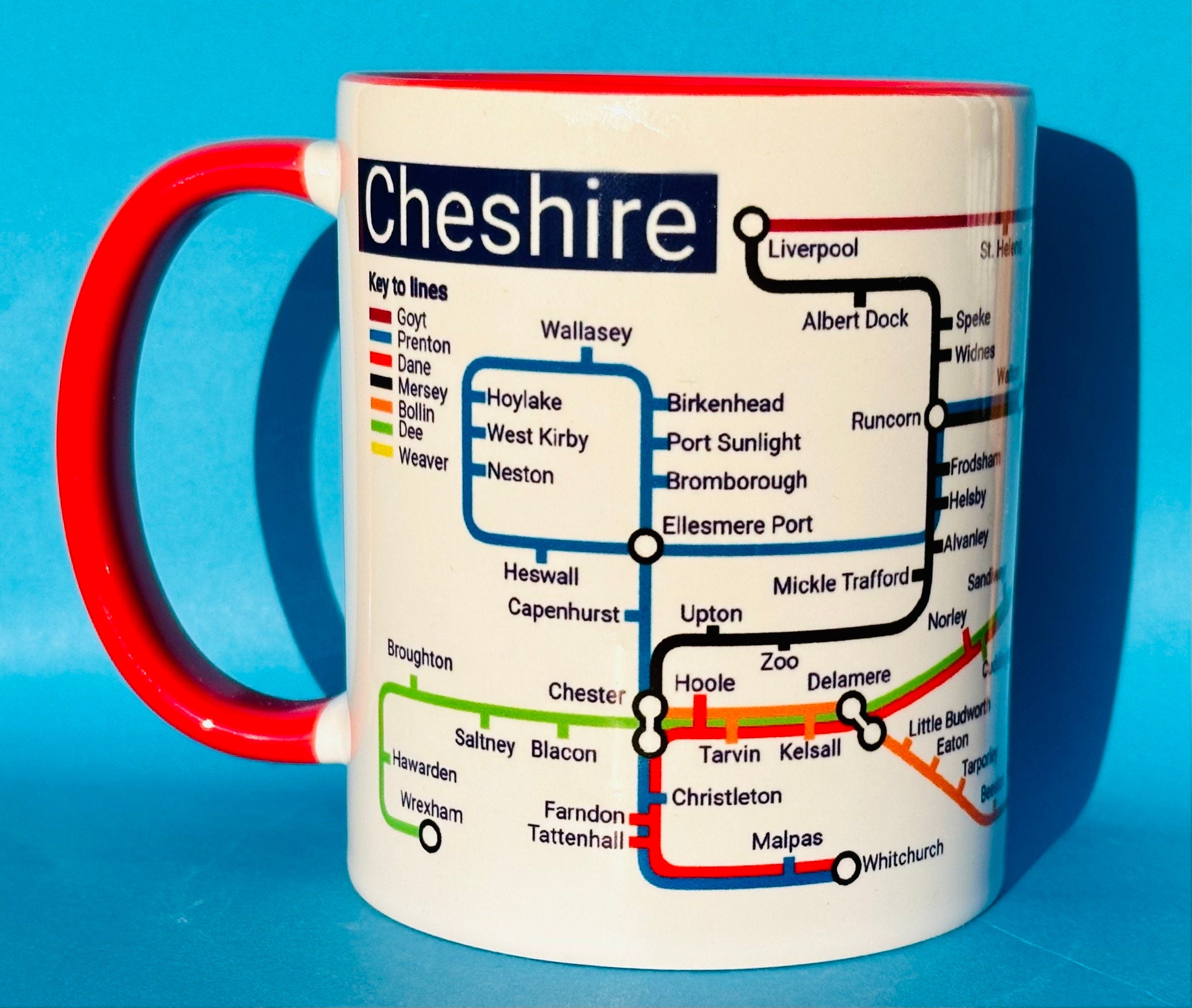Cheshire Metro Mug: Towns & Villages Route Map, Ceramic 11oz