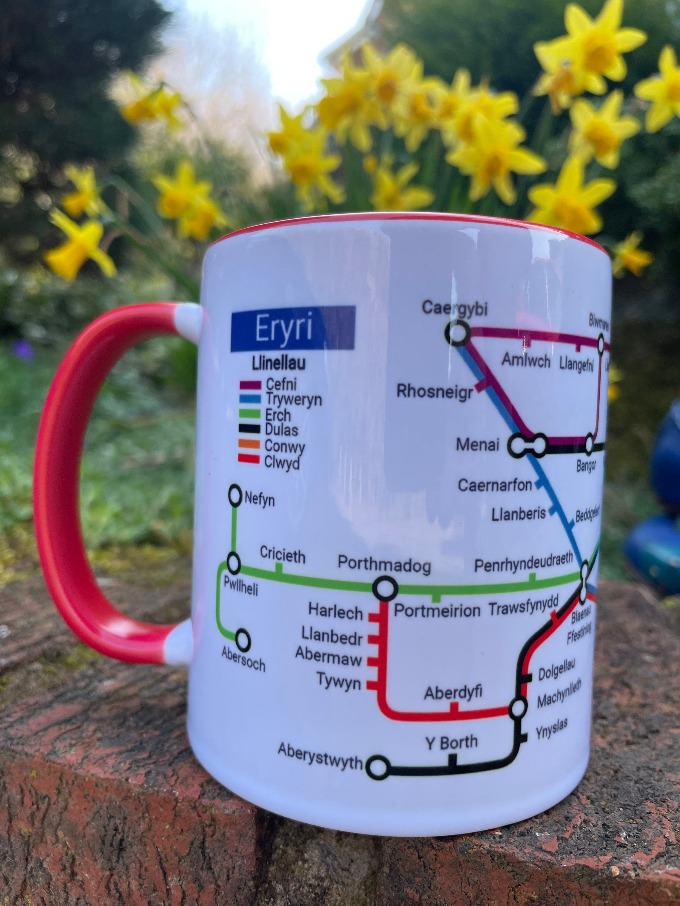 Eryri Snowdonia Metro Map Mug: North Wales Ceramic Coffee Cup
