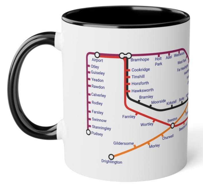 Leeds Metro Map Mug: City Journey Ceramic Mug (11oz)