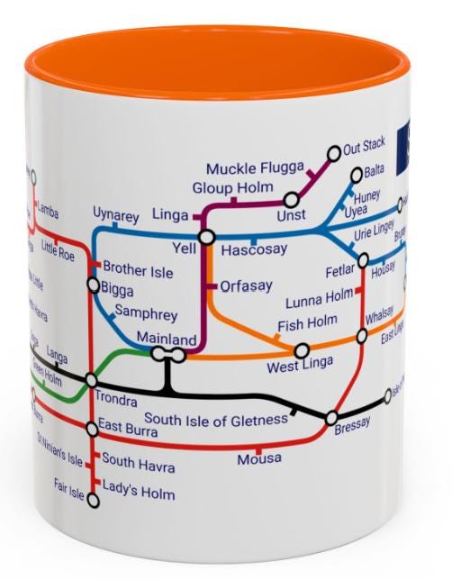 Shetland Islands Metro Mug: Scottish Fair Isle Design