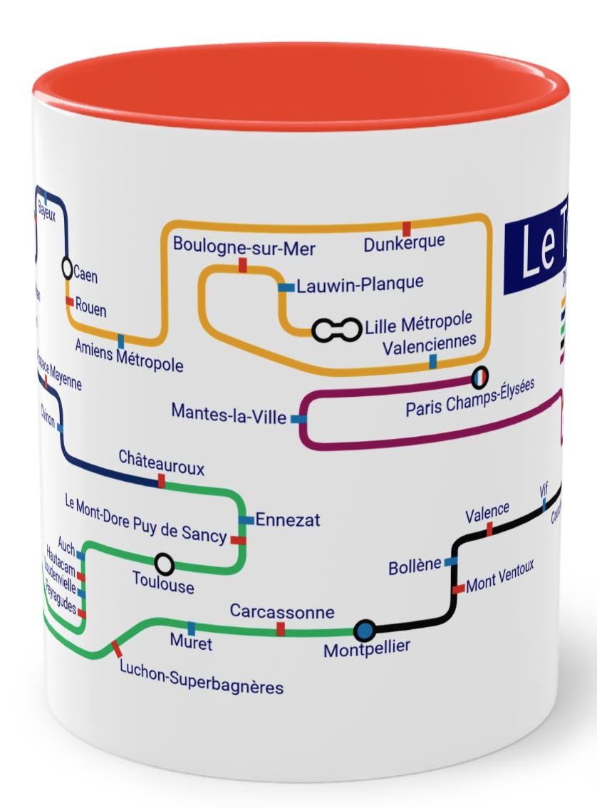Tour de France 2025 Metro Mug: Cycling Gift, Metro Design