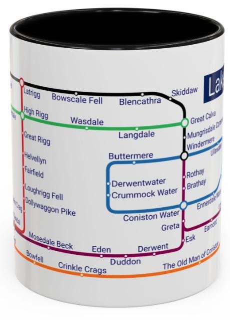 Lake District Metro Mug: Hiking Gift for Walkers & Outdoor Lovers