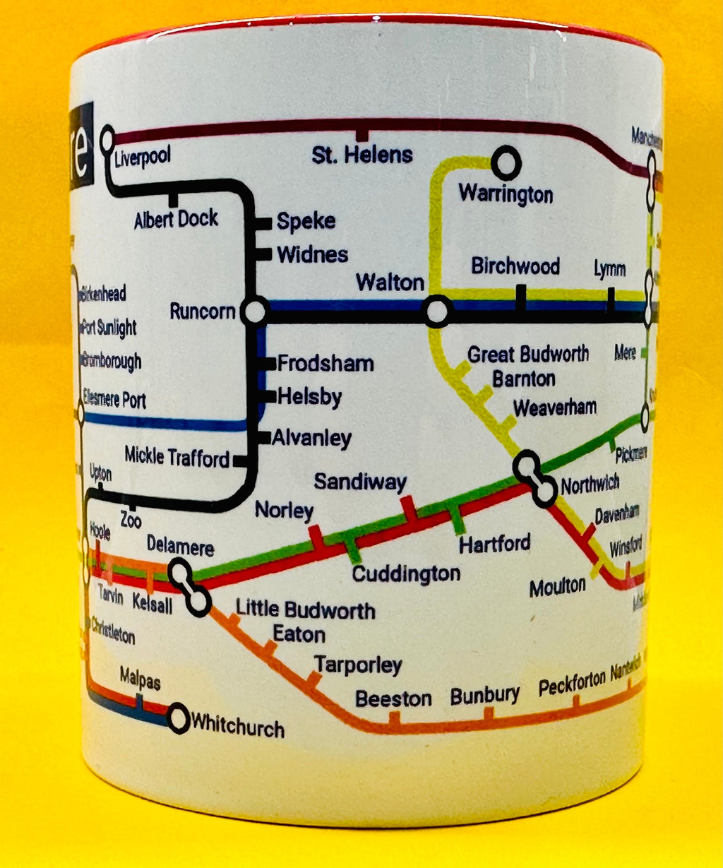 Cheshire Metro Mug: Towns & Villages Route Map, Ceramic 11oz