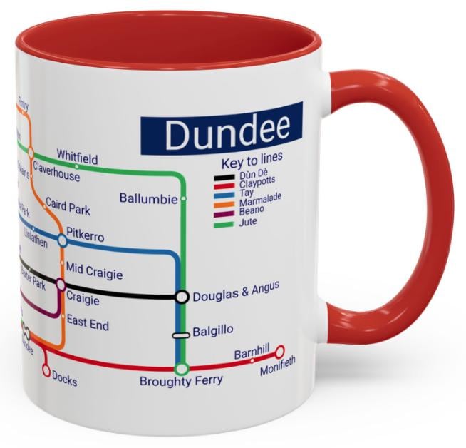 Dundee Scotland Mug: Metro Map Design, Scottish Souvenir
