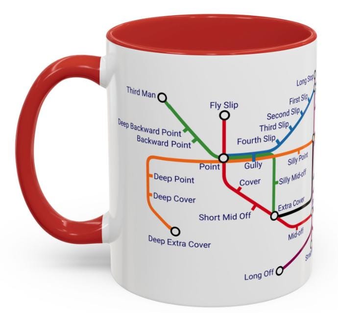 Cricket Fielding Positions Metro Mug  - learn the game, one sip at a time