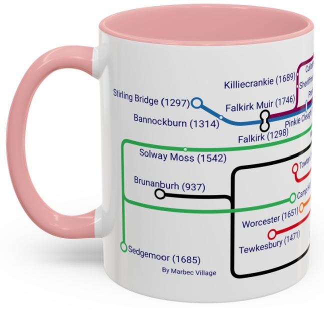 UK Battles Map Mug: British History Coffee Cup For History Buffs