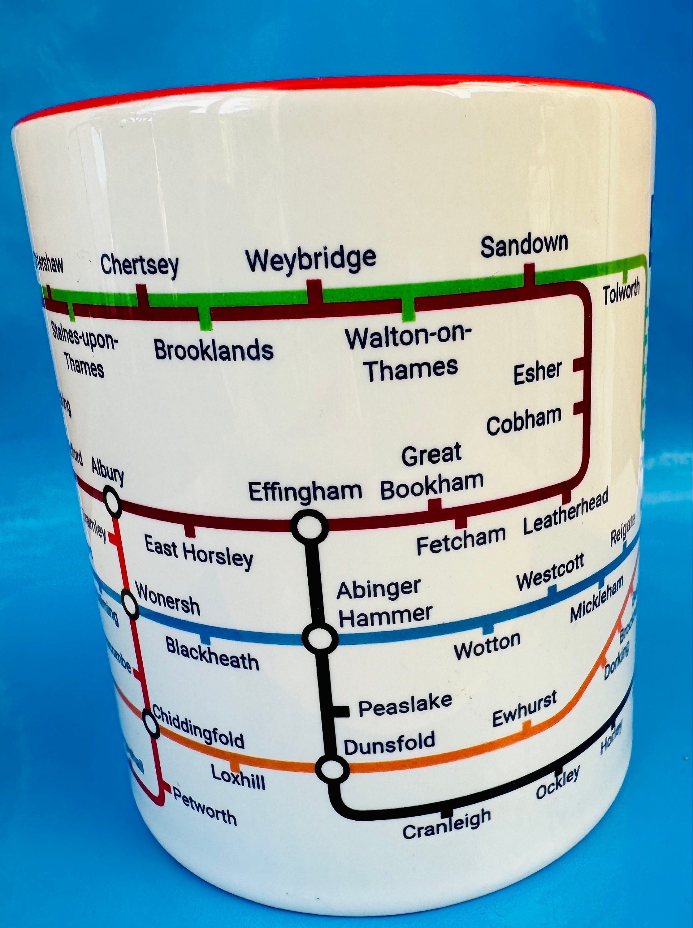 Surrey Hills Metro Map Mug - Colorful Ceramic Coffee Cup