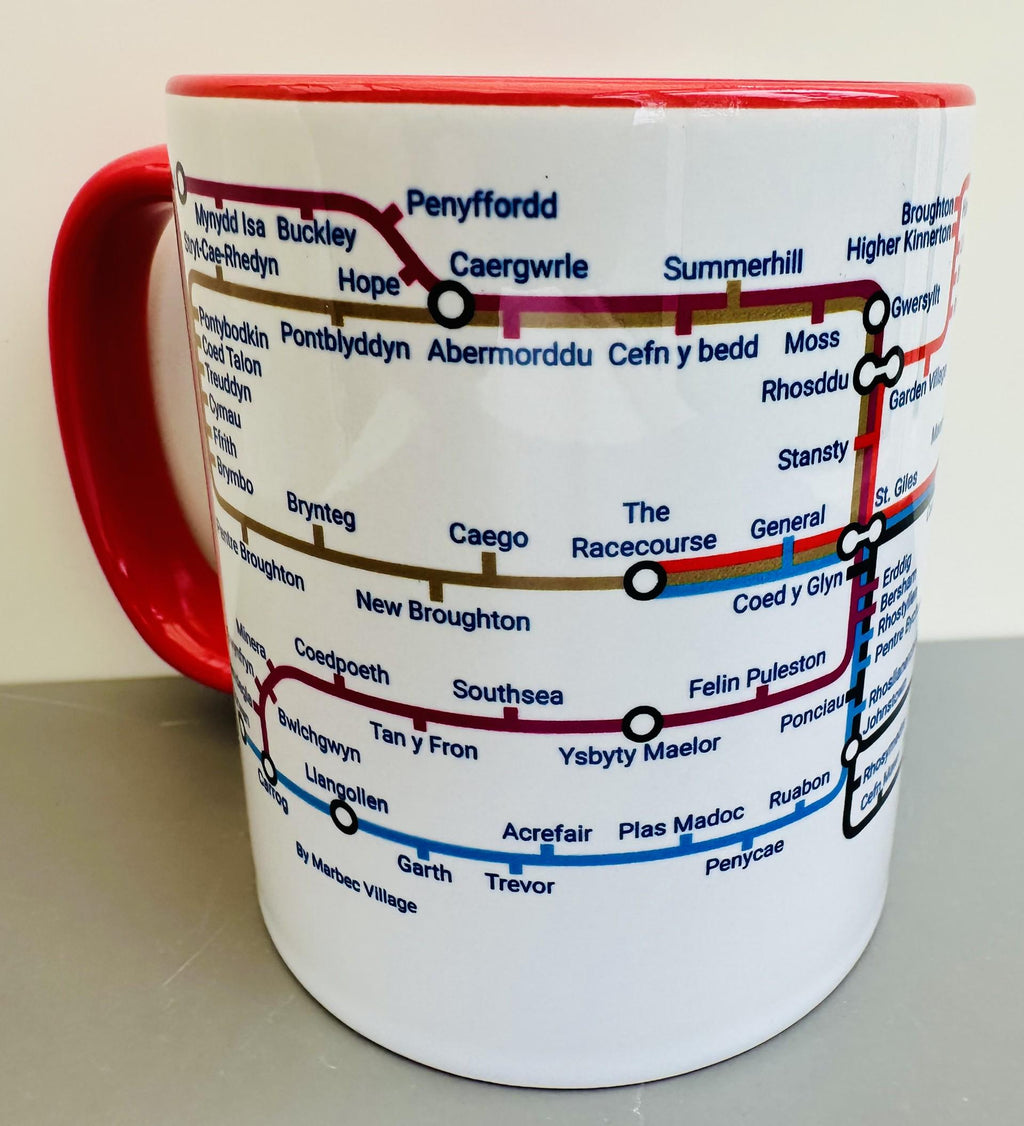 Wrexham Wales Metro Mug: Colorful Transport Map, Local Gift
