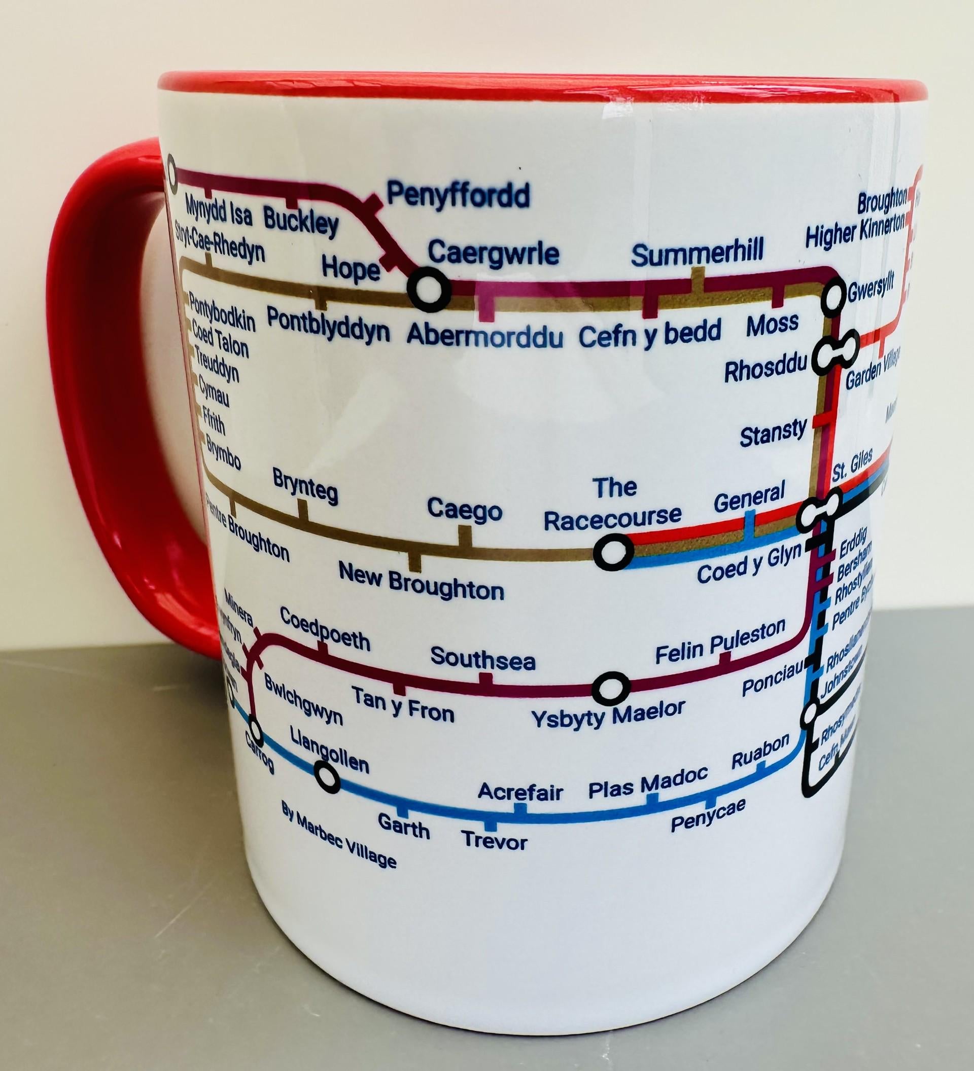 Wrexham Wales Metro Mug: Colorful Transport Map, Local Gift