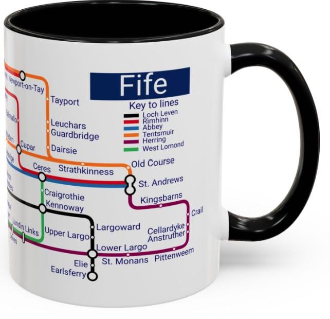 Fife Scotland Metro Map Mug: Unique Souvenir Gift