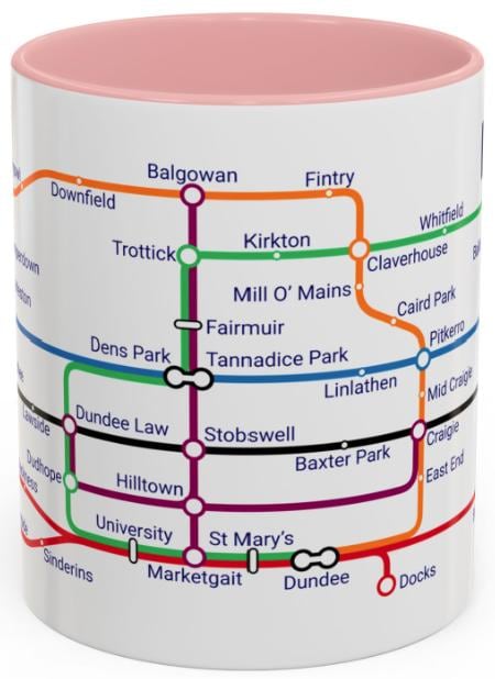 Dundee Scotland Mug: Metro Map Design, Scottish Souvenir