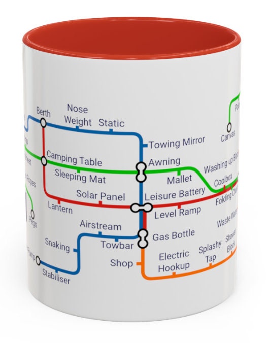 Camping Metro Map Mug: Unique Campervan Gift
