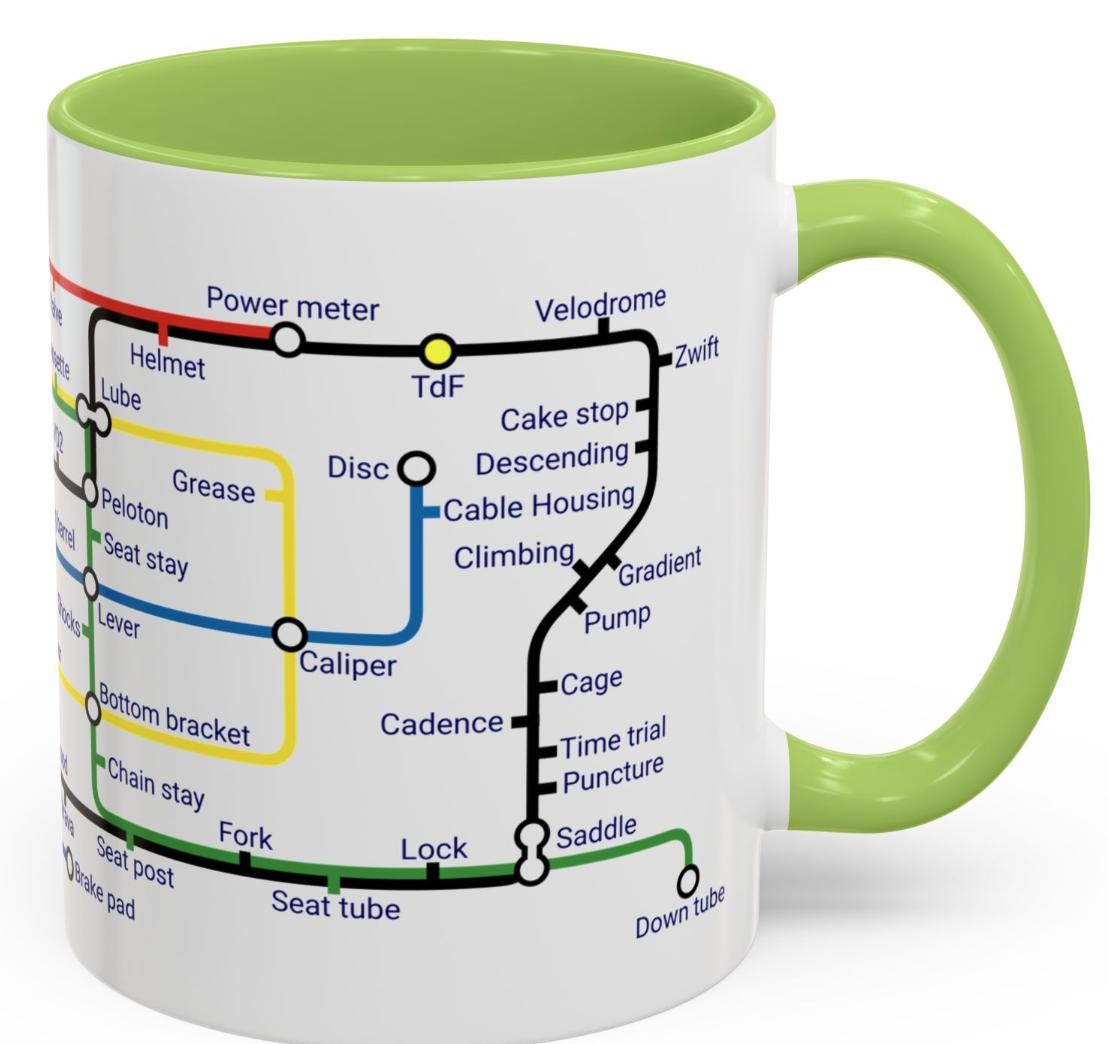 Cycling Metro Map Mug: Unique Cyclist Gift