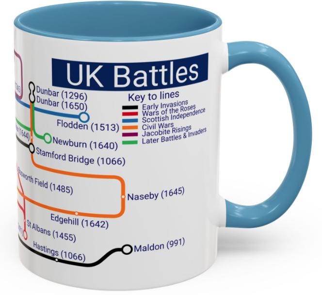 UK Battles Map Mug: British History Coffee Cup For History Buffs