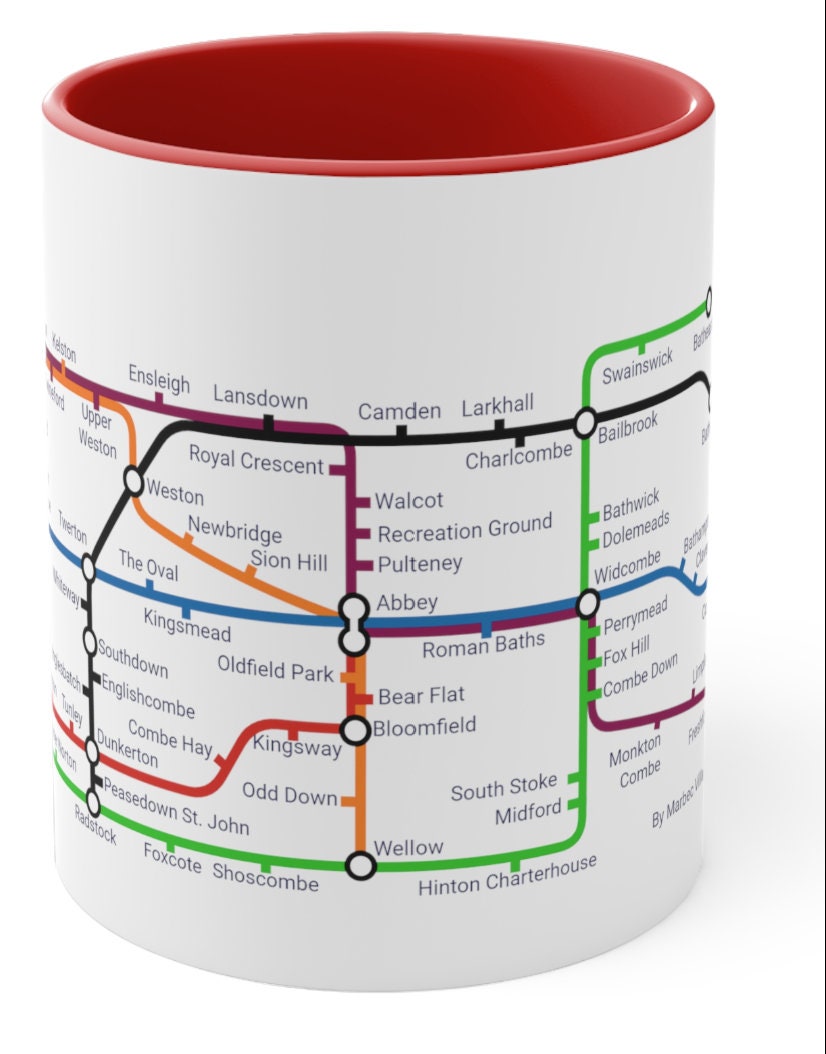 Bath Cityscape Mug: Metro Map Ceramic Coffee Cup