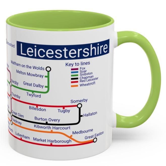 Leicestershire Metro Map Mug: Unique Leicester City Souvenir