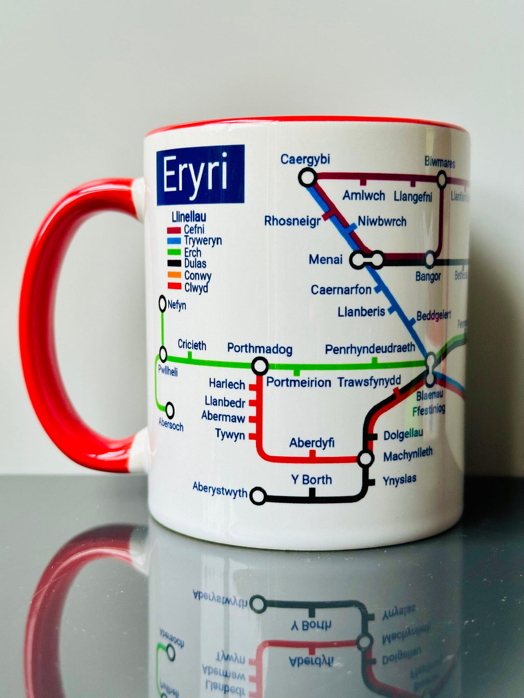 Eryri Snowdonia Metro Map Mug: North Wales Ceramic Coffee Cup
