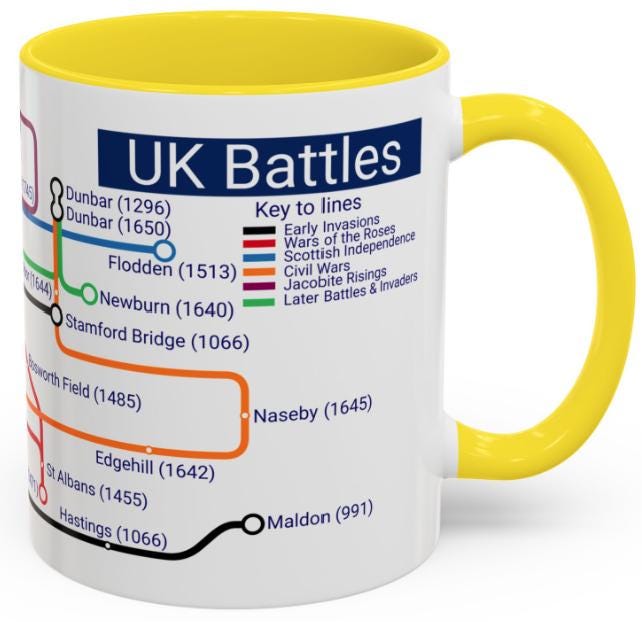 UK Battles Map Mug: British History Coffee Cup For History Buffs