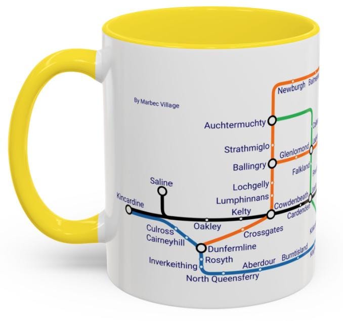 Fife Scotland Metro Map Mug: Unique Souvenir Gift