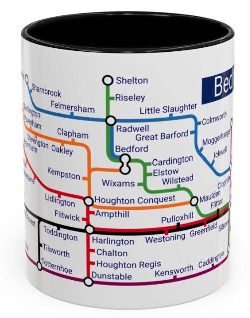 Bedfordshire Metro Mug: Stylish Ceramic Coffee Cup, Bedfordshire Gift