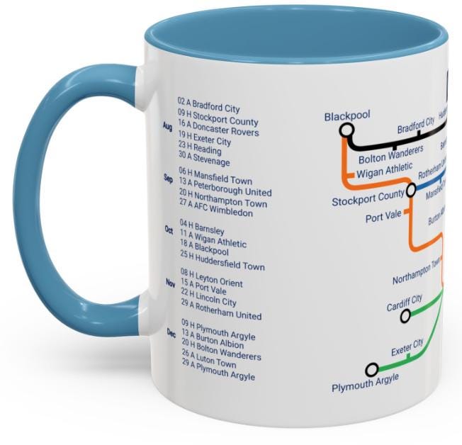 Wycombe Football Mug: 2025/26 Season Fixtures, Unique Fan Gift