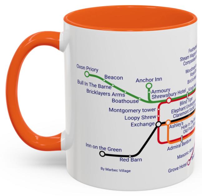 Shrewsbury Pubs Metro Mug: Quirky Ceramic Coffee Mug