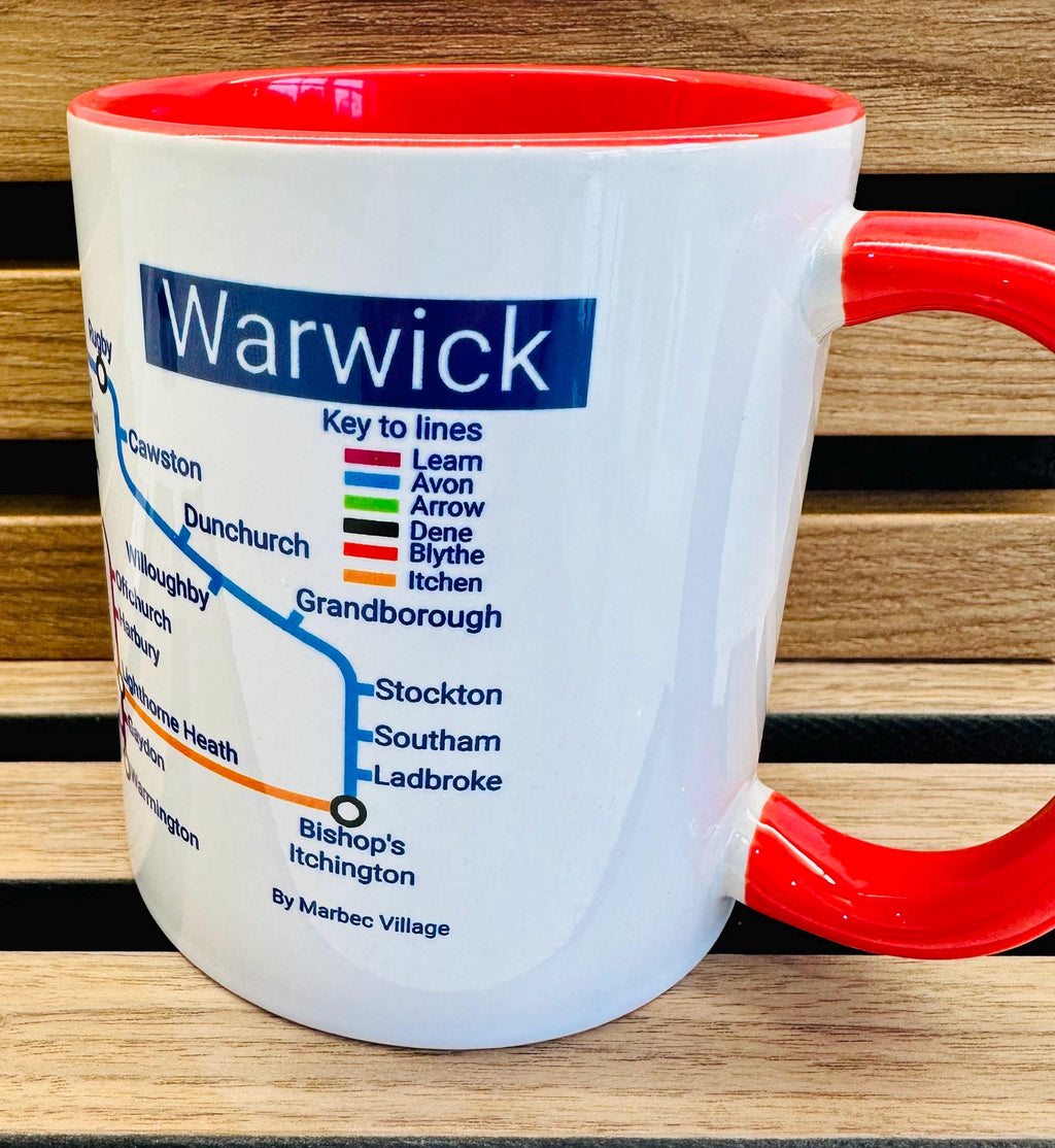 Warwickshire Metro Map Mug: Warwick, Stratford upon Avon