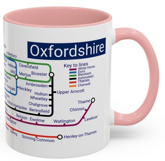 Oxfordshire Metro Map Mug: Oxford, Banbury, Bicester