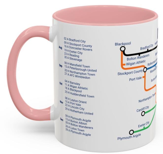 Wycombe Football Mug: 2025/26 Season Fixtures, Unique Fan Gift