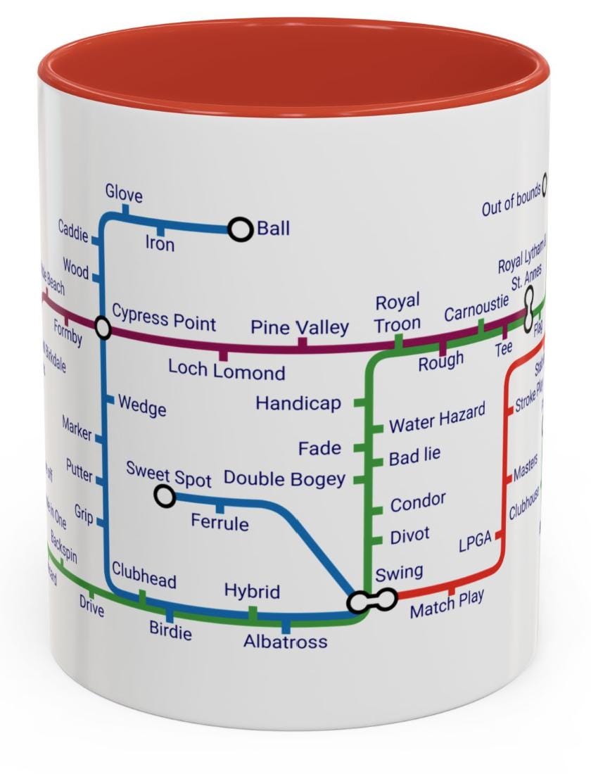 Golf Metro Mug: Unique Ceramic Golfer Gift