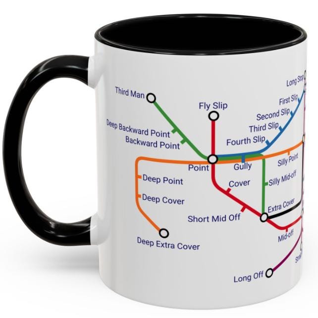 Cricket Fielding Positions Metro Mug  - learn the game, one sip at a time