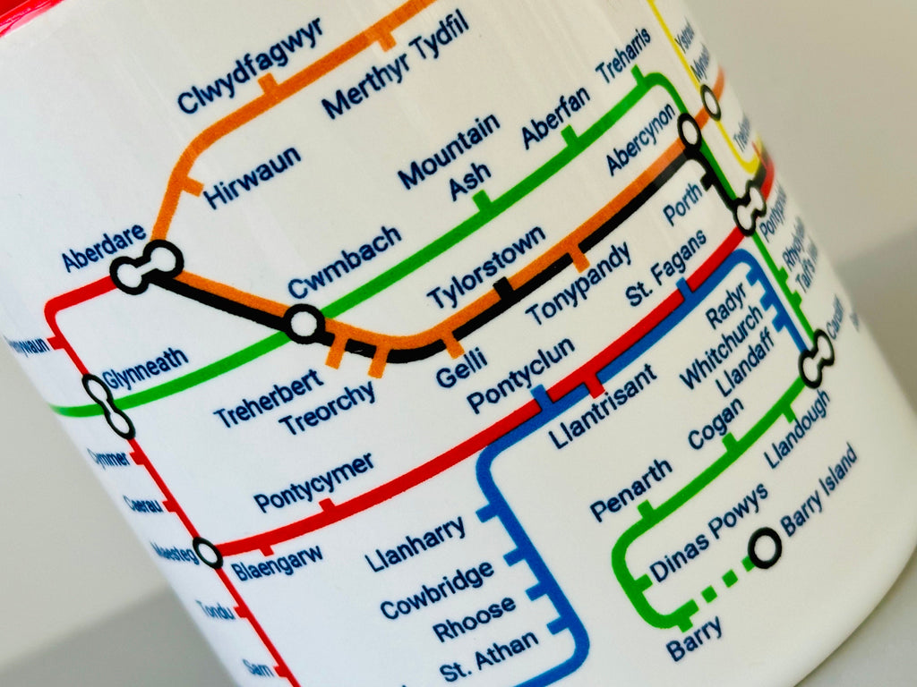 Valleys metro mug - Pontypridd, Abercynon, Ebbw Vale, Aberdare, Caerphilly, Treherbert, Cardiff ,Maesteg