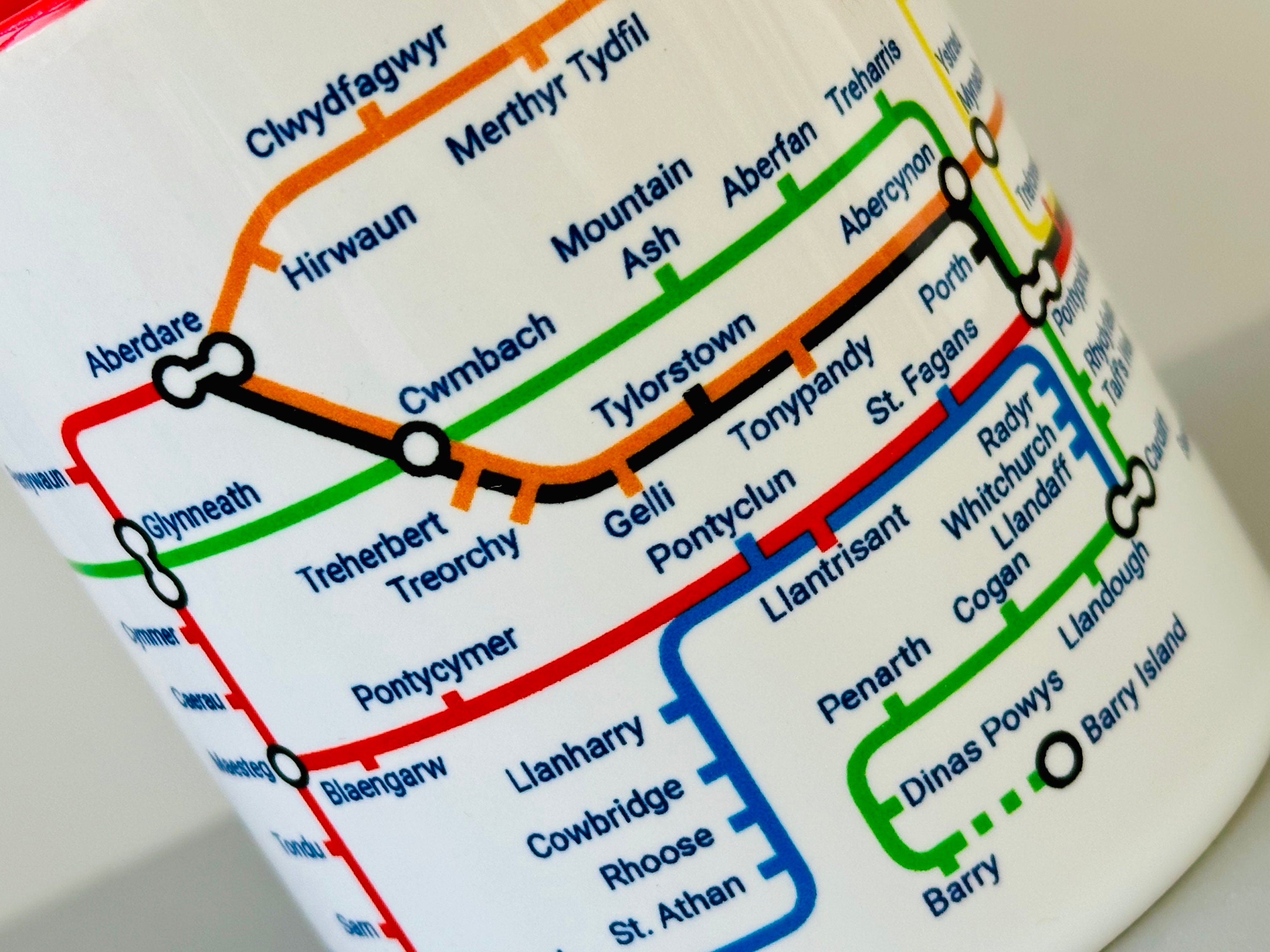Valleys metro mug - Pontypridd, Abercynon, Ebbw Vale, Aberdare, Caerphilly, Treherbert, Cardiff ,Maesteg
