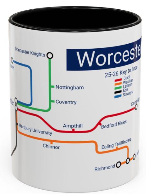 Worcester Rugby Mug: 2025/26 Season Fixtures, Rugby Fan Gift - Back in the City!