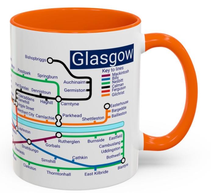 Glasgow Metro Mug. A trip around the Clyde - Updated 2025 edition. Celtic and Rangers fans