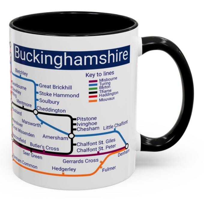 Buckinghamshire Metro Map Mug: Colorful UK Town Design