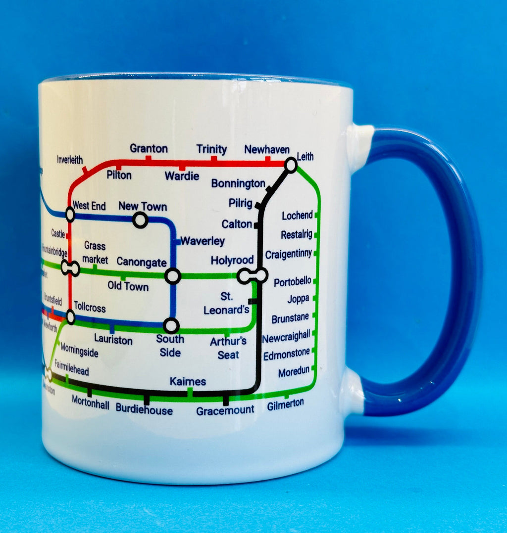 Edinburgh Metro Mug - featuring a journey through the capital city of Scotland.