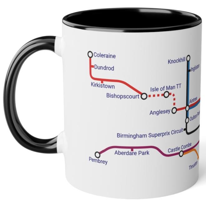 UK Motor Racing Circuits Mug: Motorsport Fan Gift