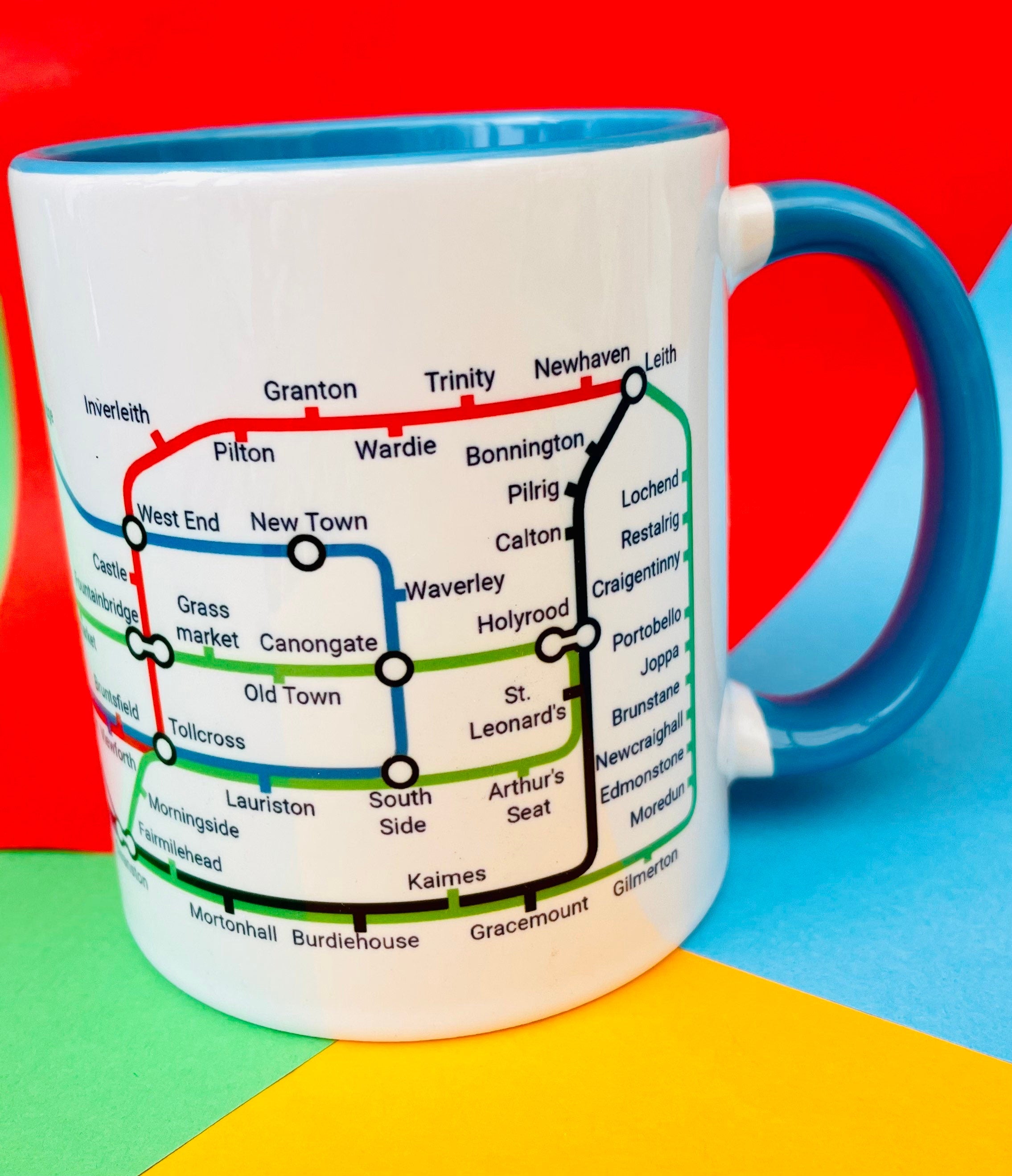 Edinburgh Metro Mug - featuring a journey through the capital city of Scotland.