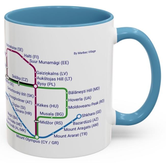 European Mountains Metro Mug: Ceramic Coffee & Tea Cup