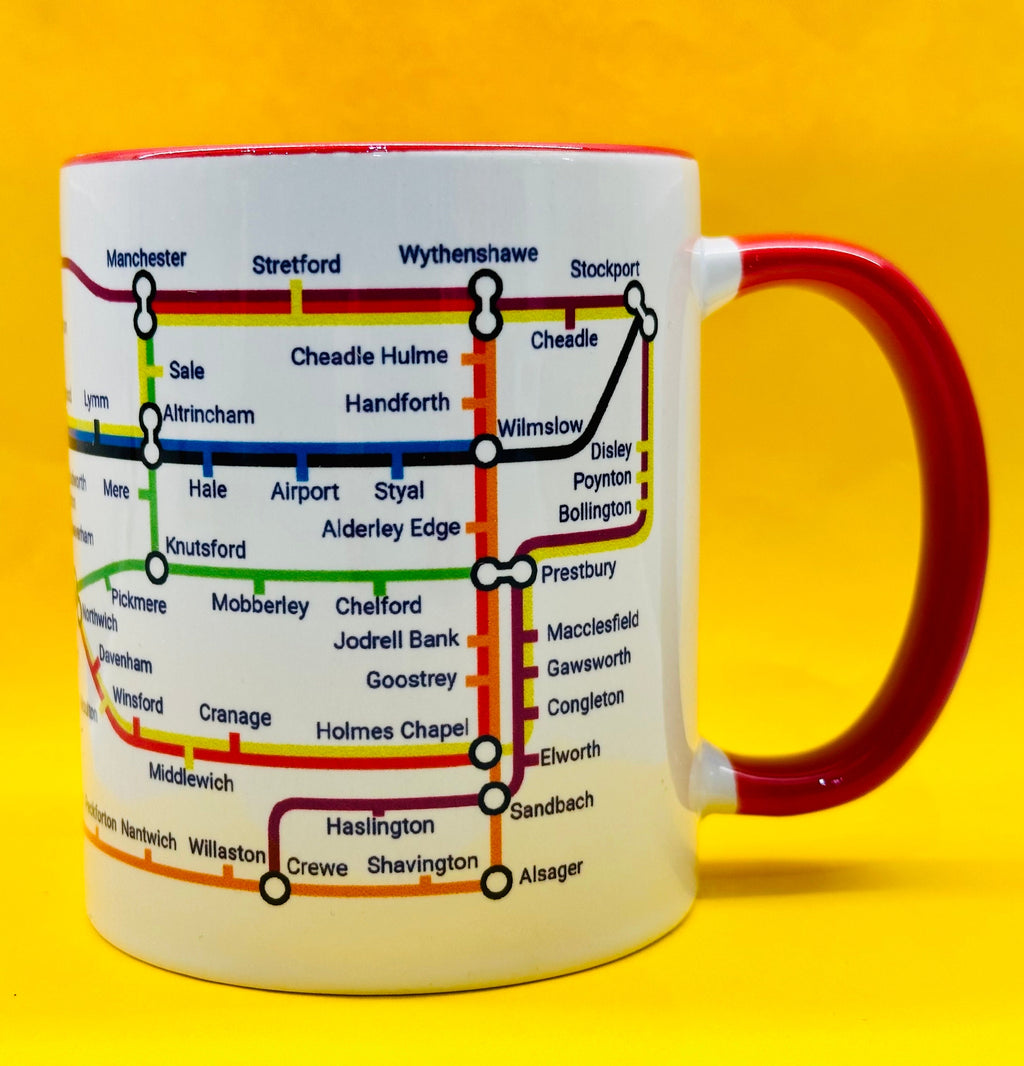 Cheshire Metro Mug: Towns & Villages Route Map, Ceramic 11oz