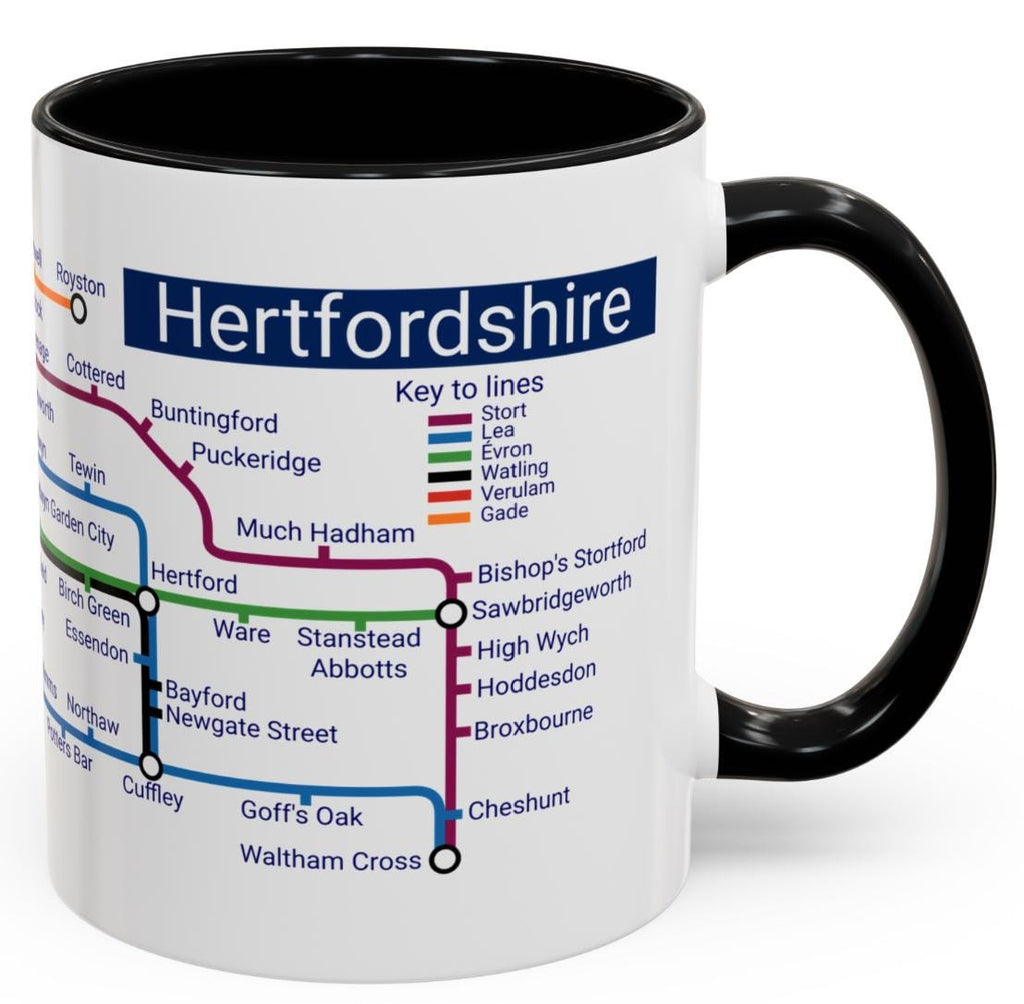 Hertfordshire Metro Map Mug: Unique Ceramic Coffee Mug