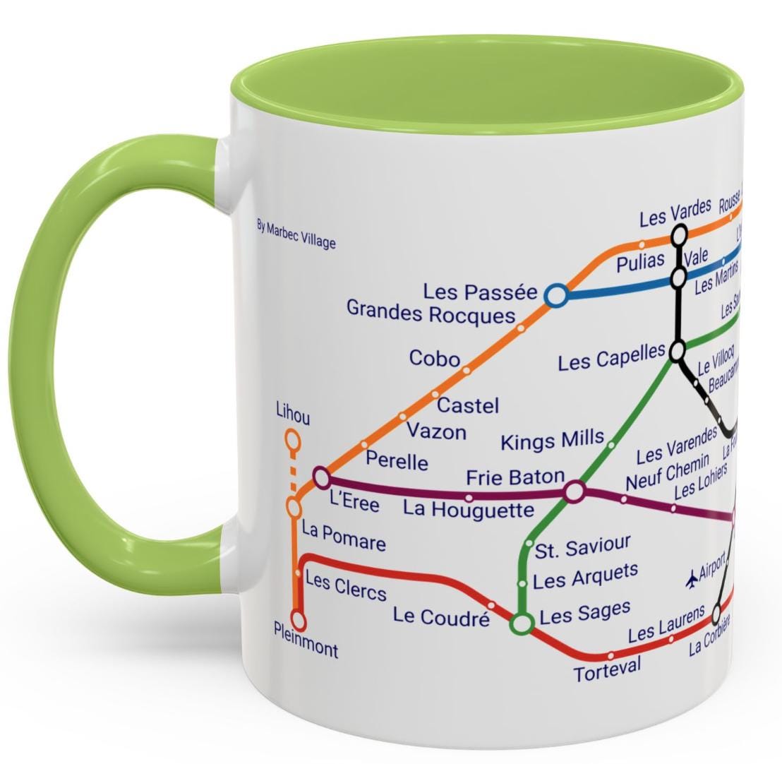 Guernsey Metro Map Mug: Channel Islands Souvenir