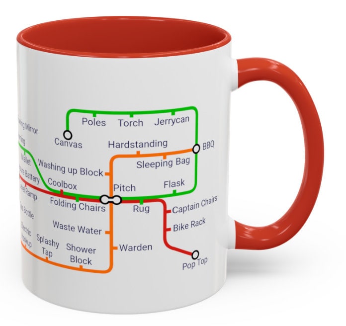 Camping Metro Map Mug: Unique Campervan Gift