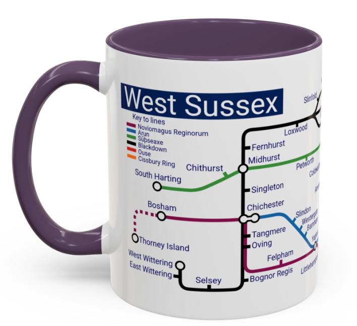West Sussex Metro Mug: Ceramic Coffee Cup - UK Souvenir Gift