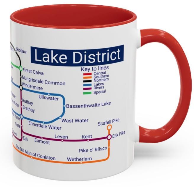 Lake District Metro Mug: Hiking Gift for Walkers & Outdoor Lovers