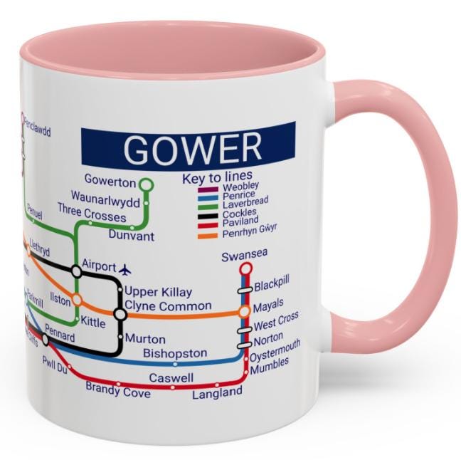Gower Peninsula Mug: Swansea, Rhossili, and Three Cliffs Bay