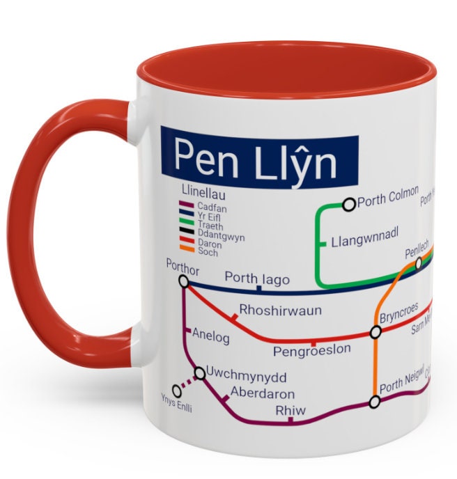 Pen Llŷn Metro Map Mug: Unique Local Gift