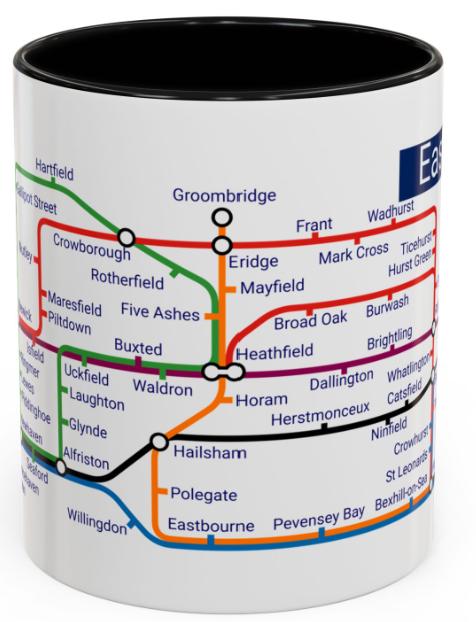 East Sussex Metro Map Mug - Brighton, Hastings, Lewes