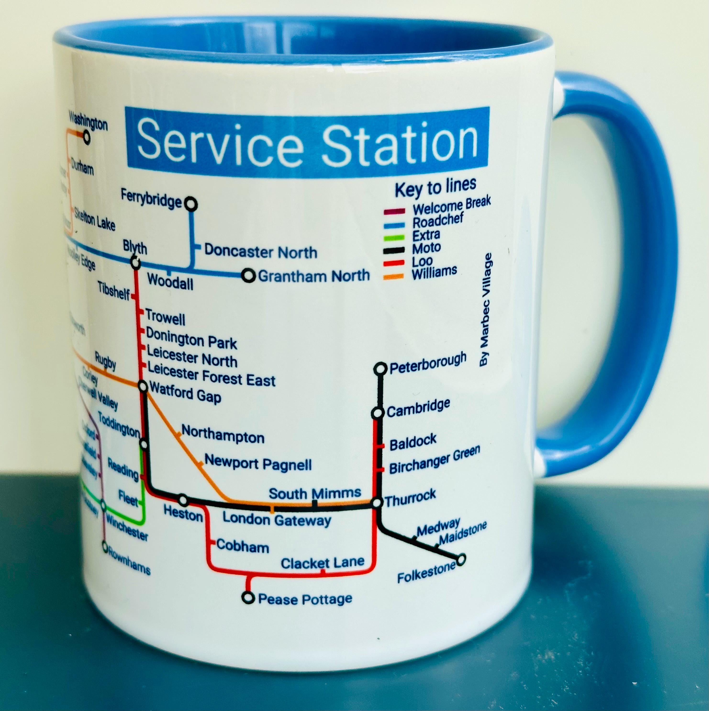 Motorway Service Station Mug: UK Road Trip Gift
